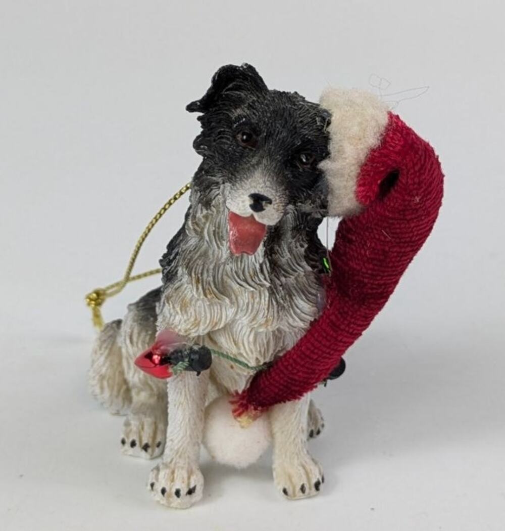 Border Collie Christmas Ornament Tree Decor Dog Puppy Pet Santa Holiday Lights